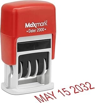 MaxMark Dater 2000, Self Inking Small Date Stamp with Ink Red