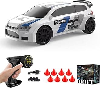 1/43 Scale Mini Drift Cars, Electric Full Proportional 2.4G Remote Control Racing Drift Car Model with Lights Kit, 15KM/H High Speed Vehicle Gift for Adults