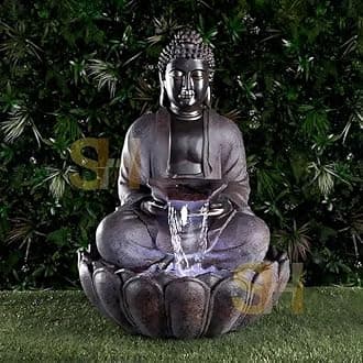 Premium Large 91 cm Buddha Water Fountain Sculpture, Outdoor Garden Decor (Design 3)