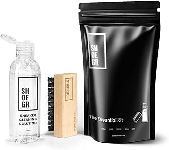 SHOEGR Essential Sneaker & Shoe Cleaning Kit | All-Purpose Shoe Cleaner with Brush & Solution | Suitable for Nubuck, Canvas, Knit, Trainers, Multi-Material & Sports Shoes | White Shoe Care Kit