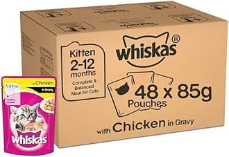 Kitten (2-12 Months) Wet Cat Food, Chicken in Gravy Flavour, 48 x 85 g Pouches