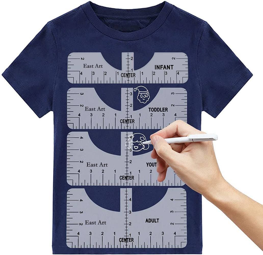 Thick 4 Pack Tshirt Ruler Guide, T shirt alignment Tools to Center Designs, HTV Vinyl and Heat Press Craft for Adult Youth Toddler Infant (Transparent)