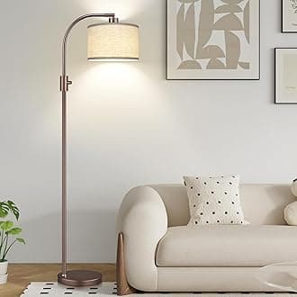 Nintiue Upgraded Modern Arc Dimmable Tall Standing Floor Lamp with Linen Shade, 1200 Lumens LED Bulb Included, for Living & Reading Room, Bedroom, Office & Nursery, Brown