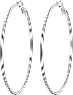 4 Pairs Silver Gold Hoop Earrings for Women | 14K Gold Plated Hoop Earrings Set Hypoallergenic Earring Lightweight Dangle Earrings Set