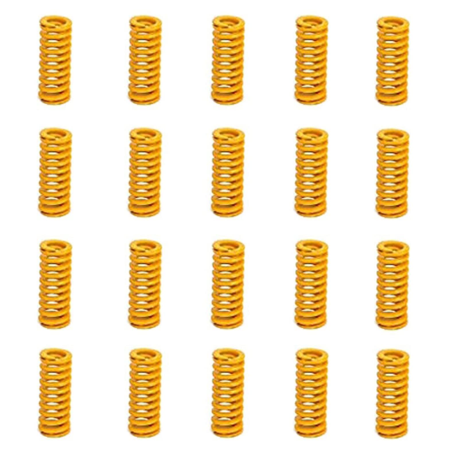 8mm OD 20mm Long Light Load Compression Mould Die Spring Yellow Compression Mould Die Spring for The Ender 3s Bed 20pcs