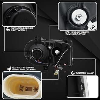 Autozensation Compatible with 2005-2010 Chrysler 300C/300C AWD/HEMI/SRT-8, Left + Right Pair Headlamps Assembly, LED Chrome Projector Headlights