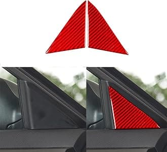 Car Interior A Pillar Triangle Panel Trim Real Carbon Fiber Sticker Compatible with Hyundai Veloster 2012 2013 2014 2015 2016 2017 Red Accessories