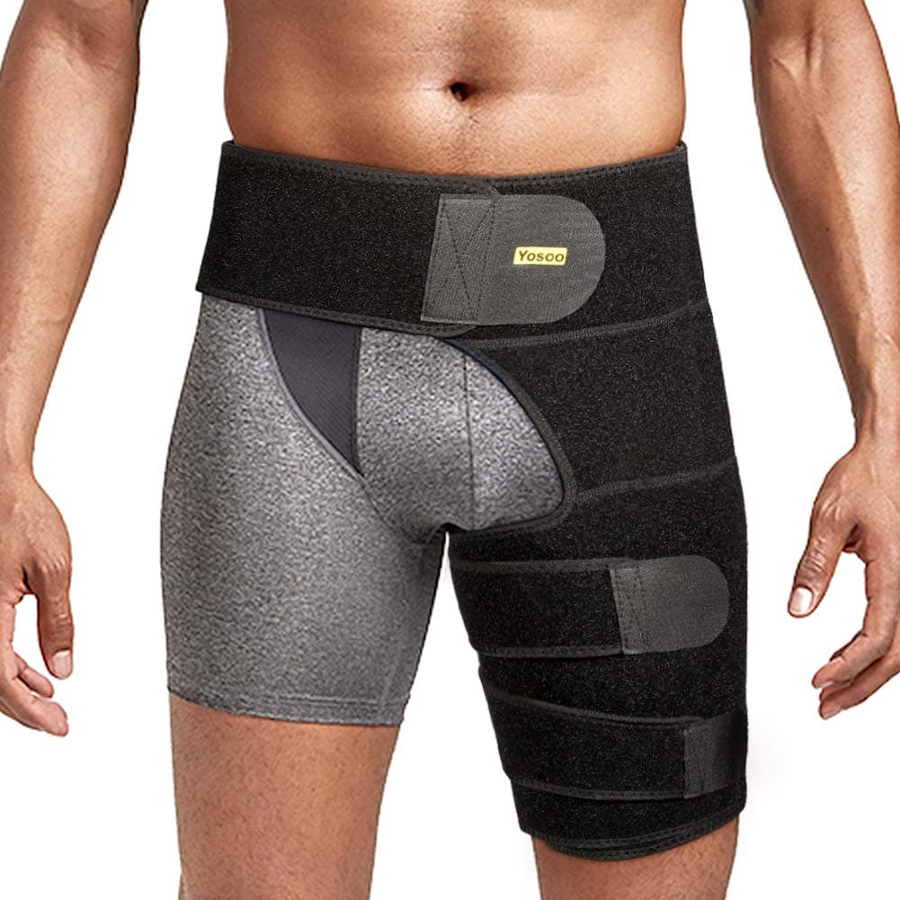 Groin Support Bandage, Thigh Support Groin Brace Sciatica with Adjustable Compression Wrap for Hip, Groin Wrap for Pulled Muscles, Hip Strap and Sciatic Nerve Relief, Fits Men & Women