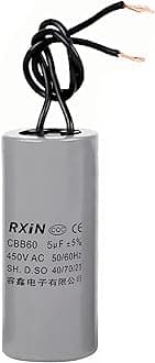 CBB60 Run Capacitor 5uF 450V AC 2 Wires 50/60Hz Cylinder 34mmx50mm (DXL) for Washing Machine Air Compressor Water Pump Motor Refrigerators