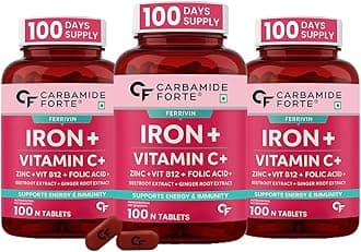 Carbamide Forte Iron Supplement for Women and Men with Folic Acid & Vitamin C| Iron tablets for Women & Men | Pack of 300 Tablets