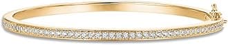14K Gold Plated Cubic Zirconia Bangle Tennis Bracelets for Women | Classic Love Cuff Bangle Bracelets