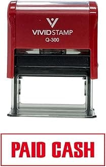 Paid Cash Self-Inking Office Rubber Stamp (Red) - Large