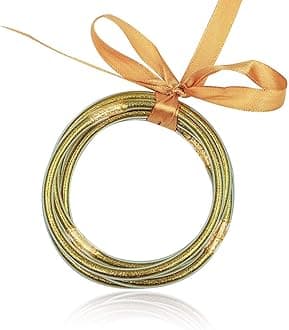 Glitter Jelly Bangle Bracelet Set - Gold Powder Lining Fashion Jewelry - Lightweight Cute Bracelets for Women