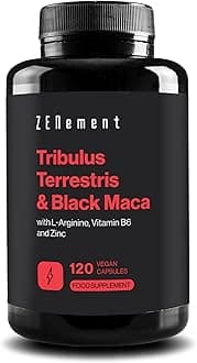 Tribulus Terrestris & Black Maca with L-Arginine, Zinc & Vitamin B6 – Formula for Male Vitality – 120 Vegan Capsules – Zenement