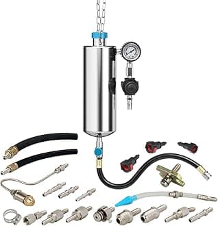 Fuel Injector Cleaner Tool Kit 1000ML 150PSI Disassembly-Free Fuel Injection System Cleaner Pressure Adjustment Fuel Injector Cleaning Machine with 20PC Adapter for Gasoline Car Throttle/Intake System