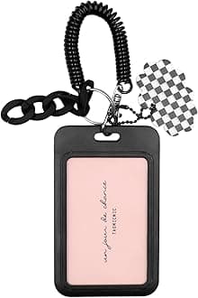 JUMISEE Clear Acrylic Kpop Photocard Holder Love Heart Kawaii Credit ID Card Photo Display Holder Bag Pendant Keychain, Black Vertical With Pendant, One Size, modern