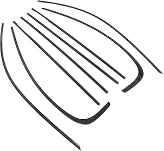 XQSMWF 8Pcs Window Molding Trim Compatible with BMW 3 Series E90 2006 2007 2008 2009 2010 2011 2012 Gloss Black Steel Window Sill Molding Trim Strips