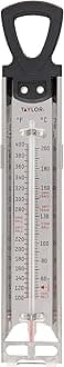 Taylor Stainless Steel Candy and Deep Fry Thermometer, 12-Inch Analog Paddle with Pan Clip, Ideal for Frying, Sugar, Brewing, Syrup, and More