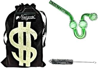 Glass Oil Burner Pipe Color Glass Green Bubbler 12mm/6 Inch Included Pipe Cleaner & Velvet Pouch