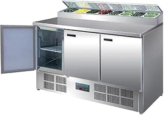 POLAR REFRIGERATIONPolar Refrigeration G-Series 235W Pizza Food Prep Triple Door Counter Fridge 390 Litre, Stainless Steel, 2°C to 8°C, 1010(H)x1370(W)x700(D)mm, 3 Adjustable Shelves, Fan-Assisted Cooling | G605