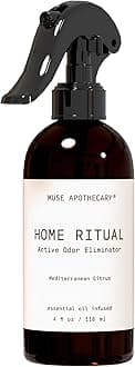 Muse Apothecary Home Ritual Active Odor Eliminator Spray - Furniture Deodorizer Spray & Bathroom Odor Eliminator for Home - Essential Oil Air Freshener - 4oz, Mediterranean Citrus