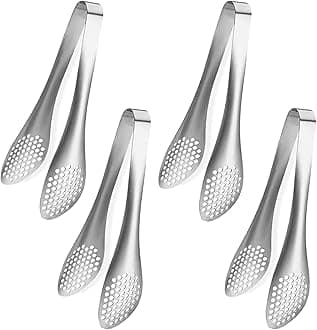 4 PCS Serving Tongs Silver Tongs 9 Inch Serving Utensils Stainless Steel Serving Tongs for Salad Buffet Appetizer Dessert Tong for Food Parties, IAX-4S1-56