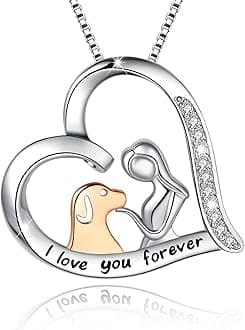 925 Sterling Silver Cute Cat Dog Pet Pendant Necklace Animal Jewelry for Women Daughter Birthday Gifts
