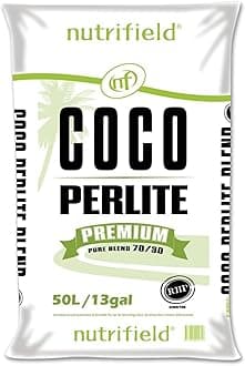 Nutrifield Coco Coir Perlite Mix, 50 Liter Bag- 70/30 Blend - Pre Buffered with Calcium, Organic Coconut Coir & Perlite for Plants - Garden Soil for Hydroponic, Indoor - Outdoor Garden & House Plant
