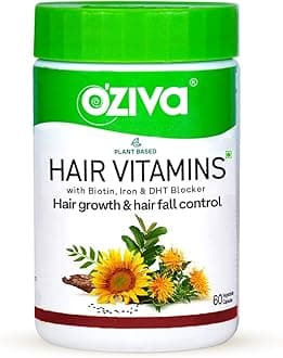 Plant Based Hair Vitamins | Hair Vitamins for Hair Growth & Better Hair Health (with Omega-3, Biotin & Vitamin E for Hair), Certified Clean & Vegan, 60 Capsules