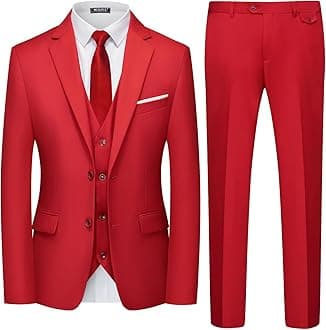 Men's 3 Piece Slim Fit Suit Set Two Button Blazer Jacket Vest Pants Tuxedo Set for Party, Wedding and Business