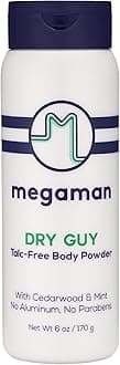 Megaman Sweat Absorbing Body Powder - Dry Guy | Prevents Chafing & Odor | Groin, Body, Feet & More | Talc-Free, All Natural | 6 oz