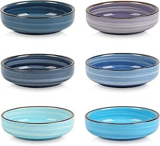Selamica Ceramic 2.5 OZ Soy Sauce Dish Dipping Bowls Set of 6, 3.3 Inch Small Side Dish Pinch Bowls, Mini Bowls for Condiment, Ketchup, BBQ, Sushi, Gradient Blue