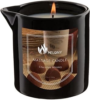 Massage Candle, Moisturizing Body Oil Candle for Couples and Home SPA, Luxury Relaxing Gifts for Men, 8.1oz (Chocolate Whiskey)