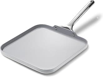 Square Griddle Pan - 11” Square Pan - Non-Stick Ceramic Coated - Non Toxic, PTFE & PFOA Free - Oven Safe & Compatible with All Stovetops - Gray