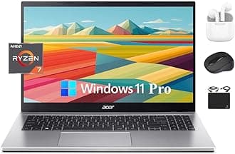 acerAspire 2024 Flagship Business Laptop, 15.6" FHD IPS Display, 8-Core AMD Ryzen 7 5700U Processor, 16GB RAM, 512GB SSD, RJ-45, Wi-Fi 6, Webcam, Long Battery, Windows 11 Pro +HubxcelAccessory