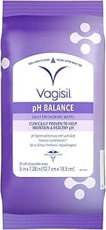 Vagisil pH Balance Daily Freshening Wipes for Feminine Hygiene in Resealable Pouch, Gynecologist Tested & Hypoallergenic, 20 Wipes (Pack of 1)