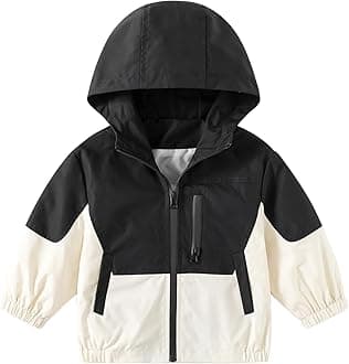 Volunboy Toddler Boys Windbreaker Casual Outerwear Kids Lightweight Zip Hooded Jacket Baby Cute Dust Coat