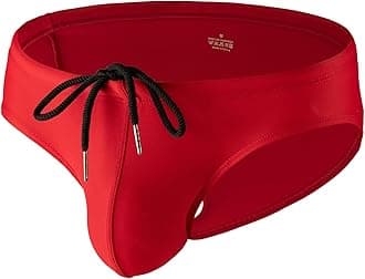 Mens Solid Swim Briefs Drawstring Bikini Sport Swimsuit
