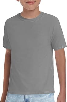 HaloumoningBoys T-Shirts Kids Short Sleeve Crewneck Solid Basic Tees Casual Tops 5-14 Years