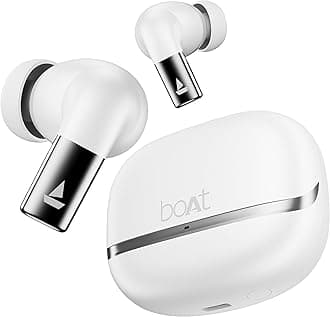 Boat Airdopes Ultra Pro (2025 Launch), 100Hrs Battery, Dual Pairing, Spatial Audio, App Support, Fast Charge, 4Mics ENx, v5.3 Bluetooth Earbuds, TWS Ear Buds Wireless Earphones with mic (Zinc White)