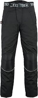 Texpeed Mens Motorcycle Waterproof Overtrousers Motorbike Moped Scooter Rain Biker Pants With Black CE Armour (EN 1621-1)