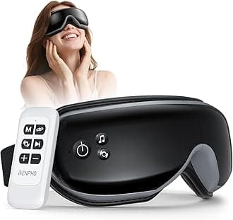 RENPHO Eyeris 1 - Eye Massager with Heat, Remote, Compression, Temple Massager for Migraine, Gifts for Mom, Heated Eye Mask for Relax, Reduce Eye Strain, Dry Eyes, Eye Bags, Sleep Mask for Eye Care