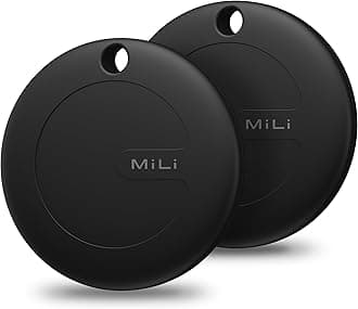 MiLi Key Finder Luggage Tracker, Play Sound, Works with Apple Find My(iOS Only), Apple MFi Certified Portable Bluetooth Tracker, Tracking Tag for Keys Suitcase Bags (2PCS, BLK)