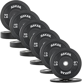 - SAKAE Olympic Rubber Bumper Plates, 2-Inch Weight Plate Set with Steel Hub, Ideal for Weightlifting, CrossFit, Strength Training & Home Gym Workout, Available in Single, Pair & Sets, Multiple Sizes