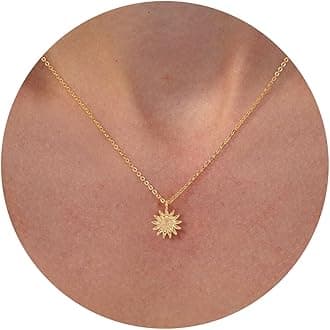 Gold Necklace for Women - 14K Gold Plated Dainty Italian Horn Star of David Butterfly Bow Sun Lotus Volleyball Baseball Cowboy Boots Necklace Jewelry Everyday for Women