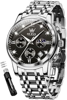 OUPINKE Watch for Men, Fashion Dress Mens Watches, Stainless Steel Waterproof Analog Quartz Wristwatch, Elegant Gifts for Him - Dad & Boyfriend