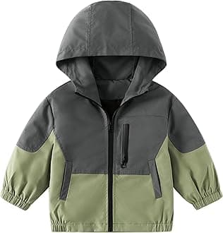 Volunboy Toddler Boys Windbreaker Casual Outerwear Kids Lightweight Zip Hooded Jacket Baby Cute Dust Coat