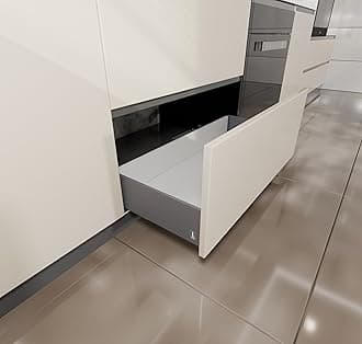 LAPO Kitchen Tandem Drawer Box, Soft Close Steel Channel System, 22 Inch (550mm) & 8 Inch Height, 45 Kg Capacity, Heavy Duty Drawer Mechanism, 3 Years Warranty (Grey Finish)