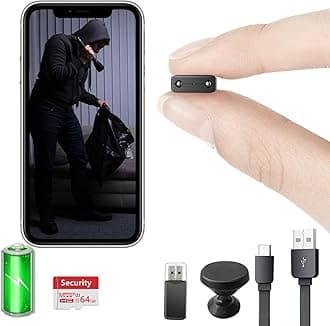 【Free 64G】 Smallest Wireless WiFi Camera,HD1080P Camera with Battery,Portable Baby Monitor with Video Recording Live Feed Night Vision,Motion Detection,Cloud Storage,Remote Viewing for iOS Android