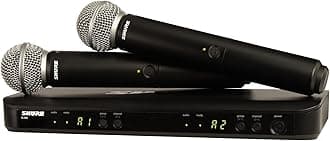 Shure BLX288/SM58 UHF Wireless Microphone System - Perfect for Church, Karaoke, Vocals - 14-Hour Battery Life, 300 ft Range | includes (2) SM58 Handheld Vocal Mics, Dual Channel Receiver | H10 Band